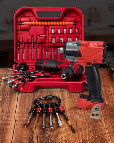katerk 6pcs Red&Black Bit Holder with Carabiner Socket for Mens Gift, 1/4 inch Hex Shank Aluminum Alloy Screwdriver Bit Holders, Quick Release Easy Change Impact Driver Drill Bit Keychain Extension - Image 2