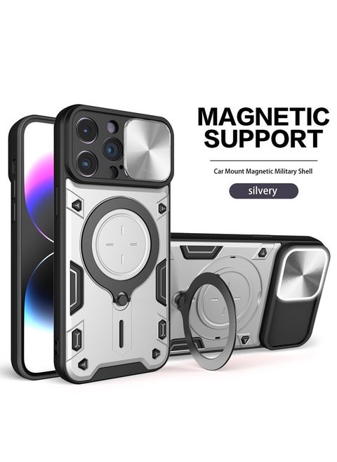 iphone 12 Pro Phone Case, Slide Camera Cover, Built in Rotate Ring Kickstand, Heavy Duty Shockproof Protective Case