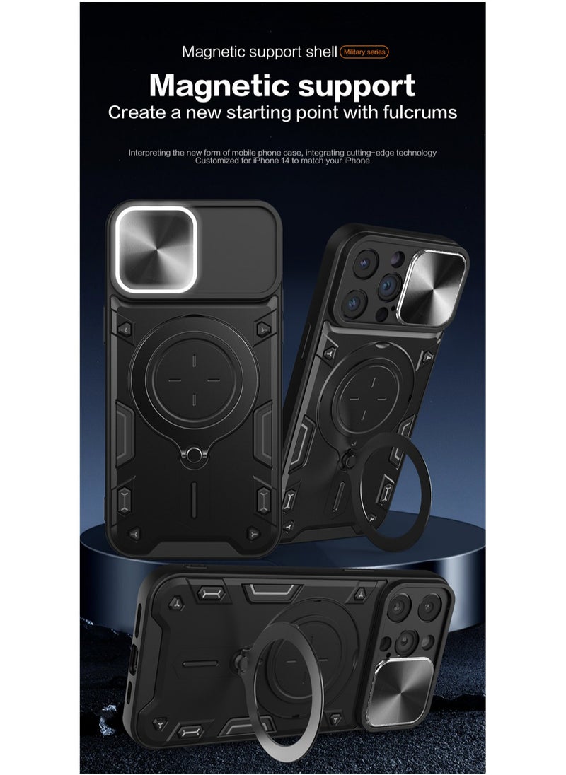 iphone 12 Pro Phone Case, Slide Camera Cover, Built in Rotate Ring Kickstand, Heavy Duty Shockproof Protective Case