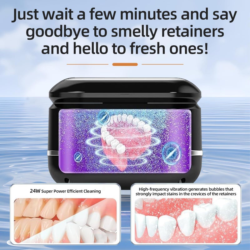 YKL Ultrasonic Retainer Cleaner Machine for Dental Appliances. 2 Cleaning Modesï¼ˆ42khz, 24wï¼Œ180ml Black,YKLï¼‰ - Image 2