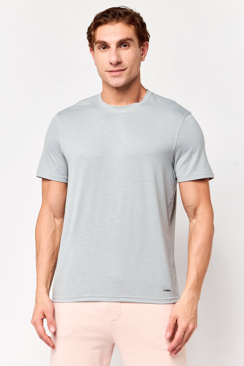 MOTION Men Sportswear Fit Short Sleeve Training T-Shirt, Grey - Image 1