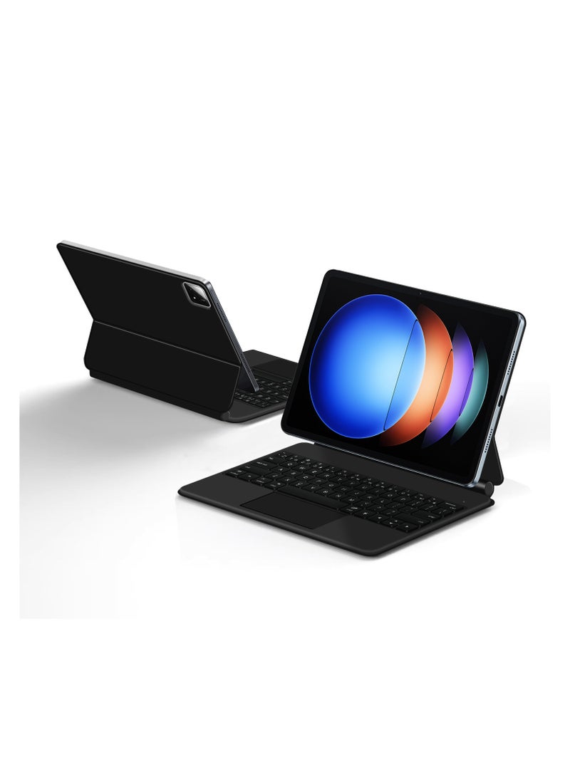 Xiaomi Tablet 6spro12.4 Case with Keyboard, Magnetic Detachable Keyboard with Multi-Touch Trackpad, Backlit Wireless Keyboard Case with Easy-to-Set Magnetic Portrait/Landscape Bracket, Black - Image 4