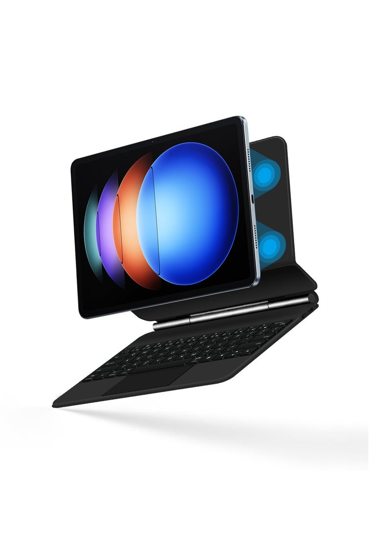 Xiaomi Tablet 6spro12.4 Case with Keyboard, Magnetic Detachable Keyboard with Multi-Touch Trackpad, Backlit Wireless Keyboard Case with Easy-to-Set Magnetic Portrait/Landscape Bracket, Black - Image 5