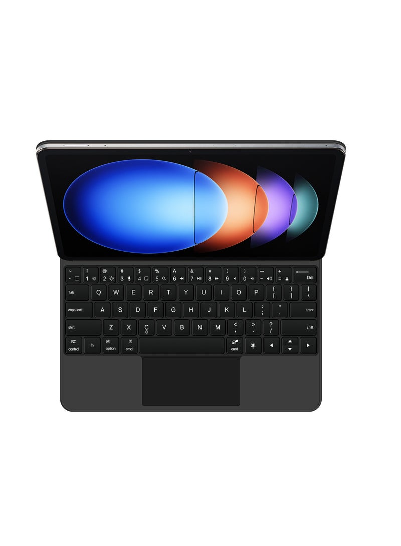 Xiaomi Tablet 6spro12.4 Case with Keyboard, Magnetic Detachable Keyboard with Multi-Touch Trackpad, Backlit Wireless Keyboard Case with Easy-to-Set Magnetic Portrait/Landscape Bracket, Black - Image 2