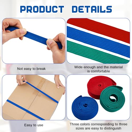 Wovnet 12 Pcs Variety Extra Large Moving Rubber Bands 42" 36" and 30" Rubber Straps Moving Supplies for Packing Pallets and Packing Blankets Red, Blue, Green - Image 4