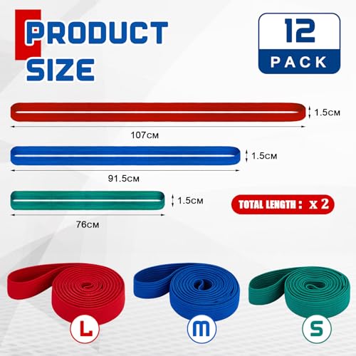 Wovnet 12 Pcs Variety Extra Large Moving Rubber Bands 42" 36" and 30" Rubber Straps Moving Supplies for Packing Pallets and Packing Blankets Red, Blue, Green - Image 2
