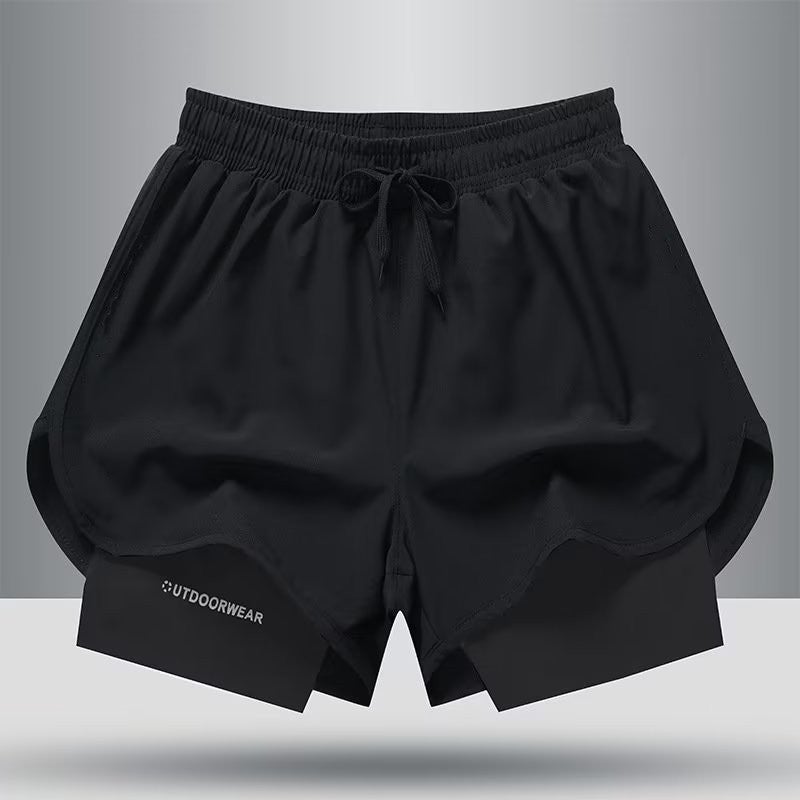 Mens Gym Shorts with Built-in Liner Black  - Image 1