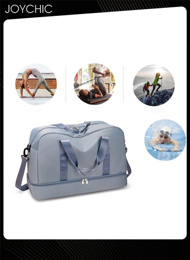 Joychic حقائب ملابس سفر خفيفة الوزن للنساء سعة كبيرة مقاومة للتمزق حقيبة يد رياضية للتدريب مع جيب جاف ورطب وحجرة للأحذية لليوغا واللياقة البدنية في الهواء الطلق زرقاء - Image 2