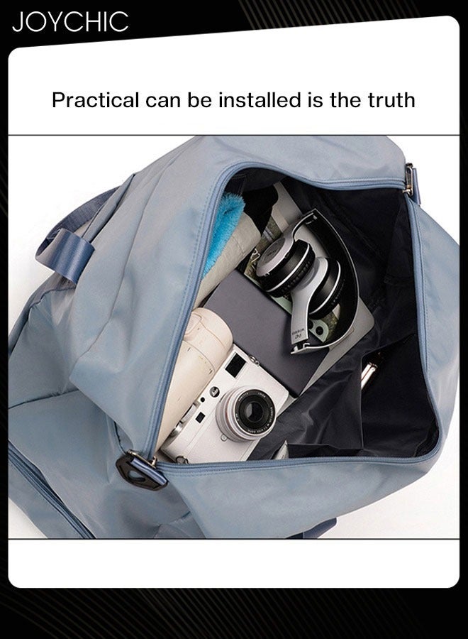 Joychic حقائب ملابس سفر خفيفة الوزن للنساء سعة كبيرة مقاومة للتمزق حقيبة يد رياضية للتدريب مع جيب جاف ورطب وحجرة للأحذية لليوغا واللياقة البدنية في الهواء الطلق زرقاء - Image 3