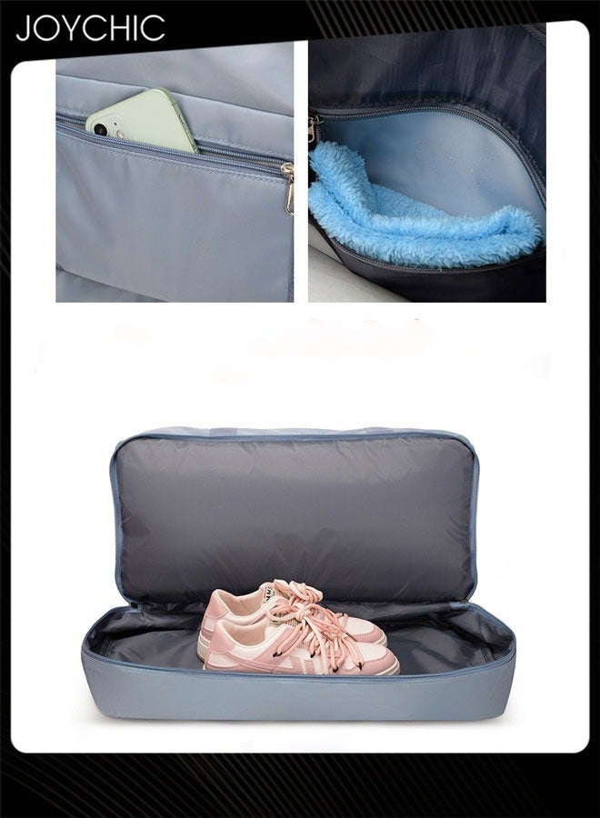 Joychic حقائب ملابس سفر خفيفة الوزن للنساء سعة كبيرة مقاومة للتمزق حقيبة يد رياضية للتدريب مع جيب جاف ورطب وحجرة للأحذية لليوغا واللياقة البدنية في الهواء الطلق زرقاء - Image 4