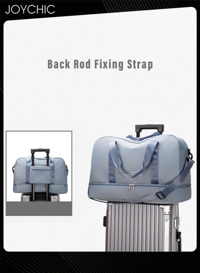 Joychic حقائب ملابس سفر خفيفة الوزن للنساء سعة كبيرة مقاومة للتمزق حقيبة يد رياضية للتدريب مع جيب جاف ورطب وحجرة للأحذية لليوغا واللياقة البدنية في الهواء الطلق زرقاء - Image 5