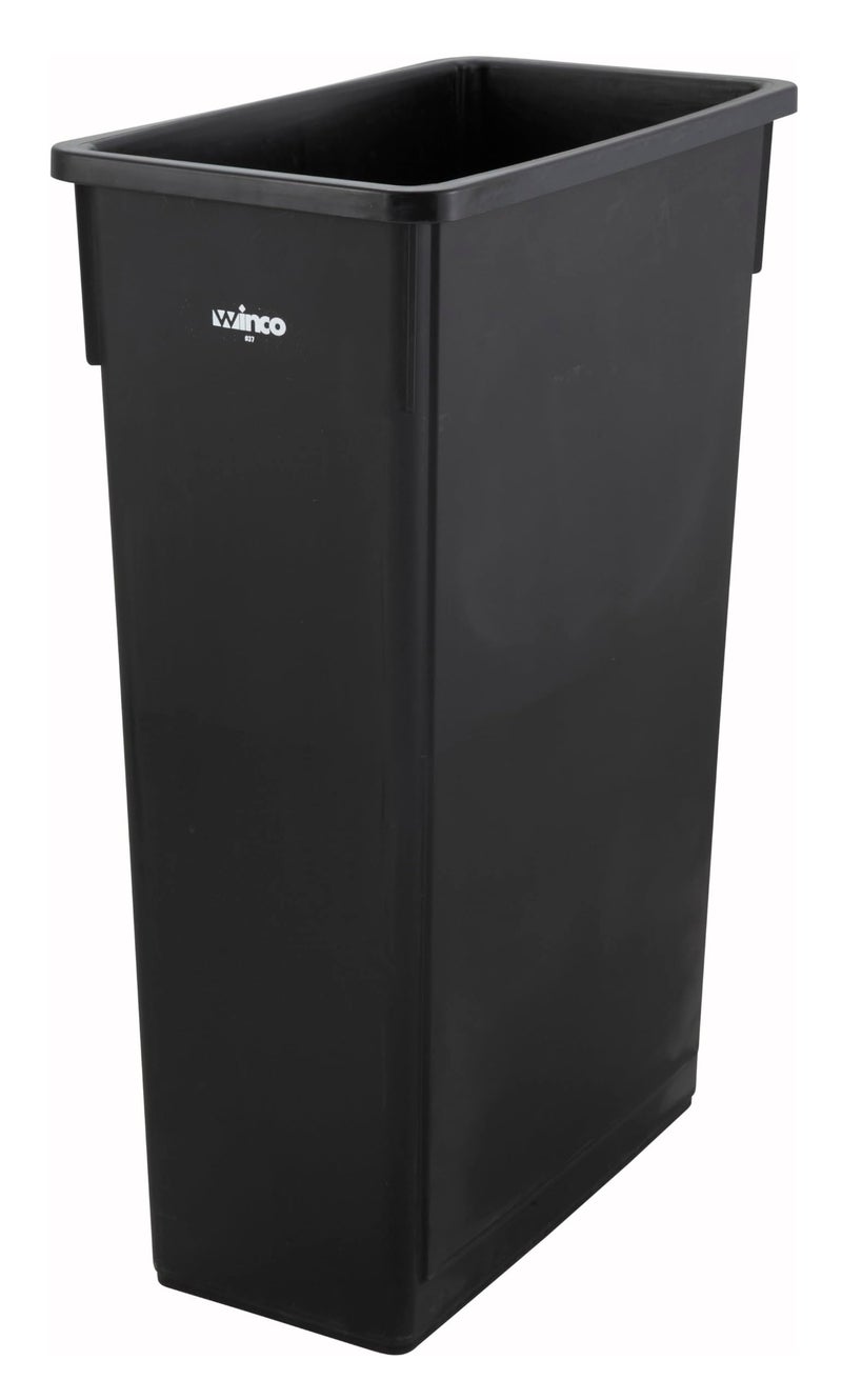 Winco Slender Trash Can, 23-Gallon, Black - Image 1