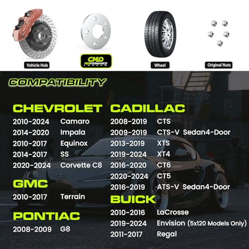 Customadeonly 5x120 Wheel Spacers for 2010-2024 Camaro,2014-2020 Impala, 2020-2024 Corvette C8, 2008-2019 CTS, 2020-2023 CT5 (2pcs 5mm Thick) 5x4.72 66.9mm Bore 3/16" Thick - Image 3