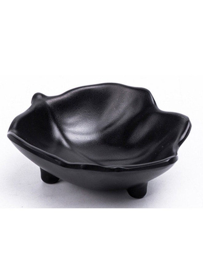 Generic Black Matte Melamine Sauce Bowl, Small Sauce Dishes for Parties and Everyday Use, Unbreakable Serving Platter - Tree Leaf Shape  - Image 1