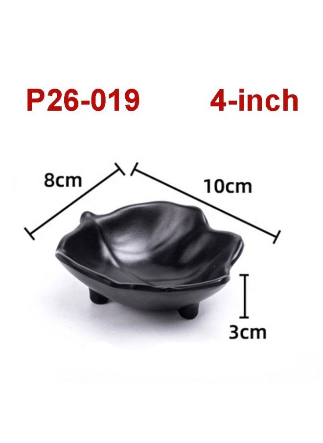 Generic Black Matte Melamine Sauce Bowl, Small Sauce Dishes for Parties and Everyday Use, Unbreakable Serving Platter - Tree Leaf Shape  - Image 2
