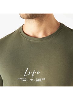 Iconic Iconic Slogan Print Crew Neck T-shirt with Short Sleeves  - Image 4