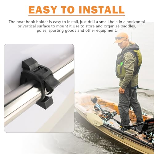 Tobaiwind Boat Hook Holder, Black Rubber Quick Release Pole/Oar Holders For Tools & Equipment Size 3/4'' To 2'' In Diameter, to Fix and Store Oars/Poles/Tools/Sporting Goods Boat Hook Oar Spring Clips (4 Pack) - Image 4