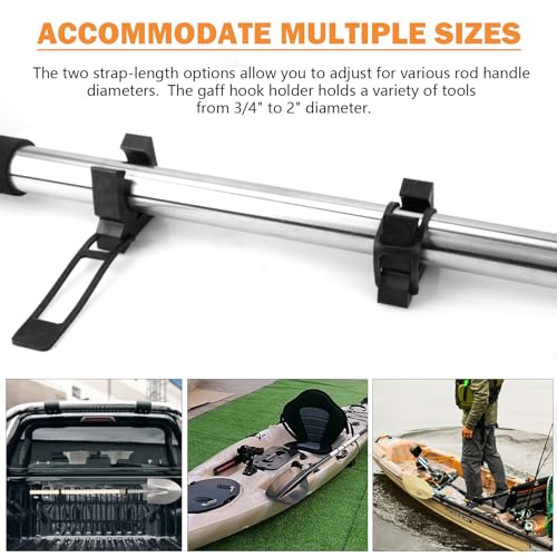 Tobaiwind Boat Hook Holder, Black Rubber Quick Release Pole/Oar Holders For Tools & Equipment Size 3/4'' To 2'' In Diameter, to Fix and Store Oars/Poles/Tools/Sporting Goods Boat Hook Oar Spring Clips (4 Pack) - Image 3