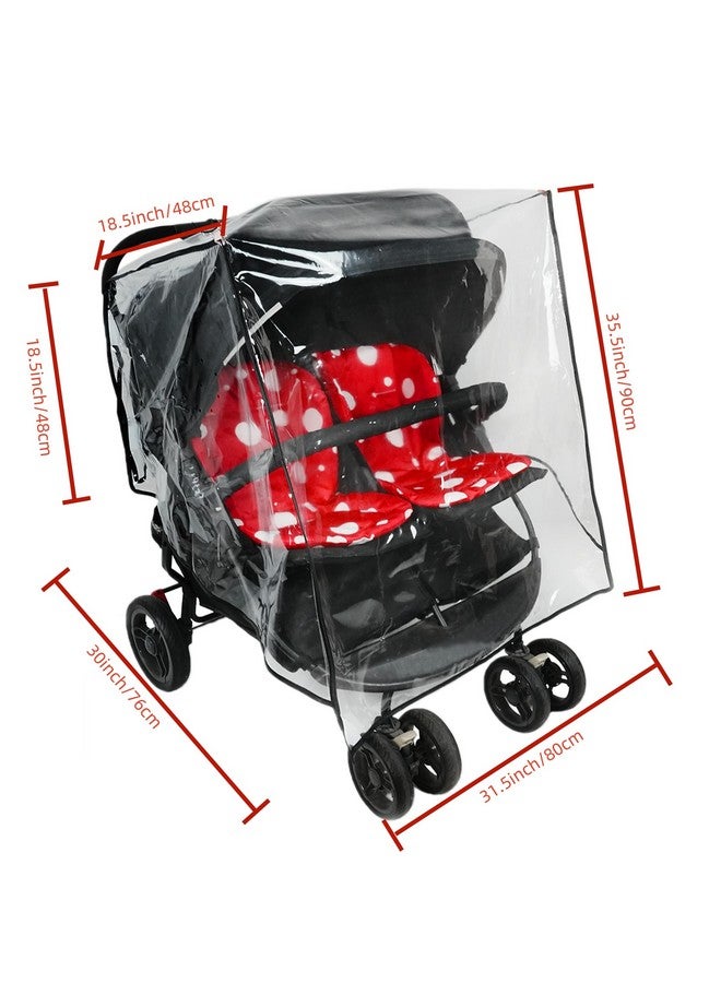 Ezkindheit Double Stroller Rain Cover - Universal Fit Weather Shield for Side by Side Baby Stroller, Waterproof Windproof Jogger Stroller Cover for Rain, Snow & Dust Protection - Baby Outdoor Travel Essential