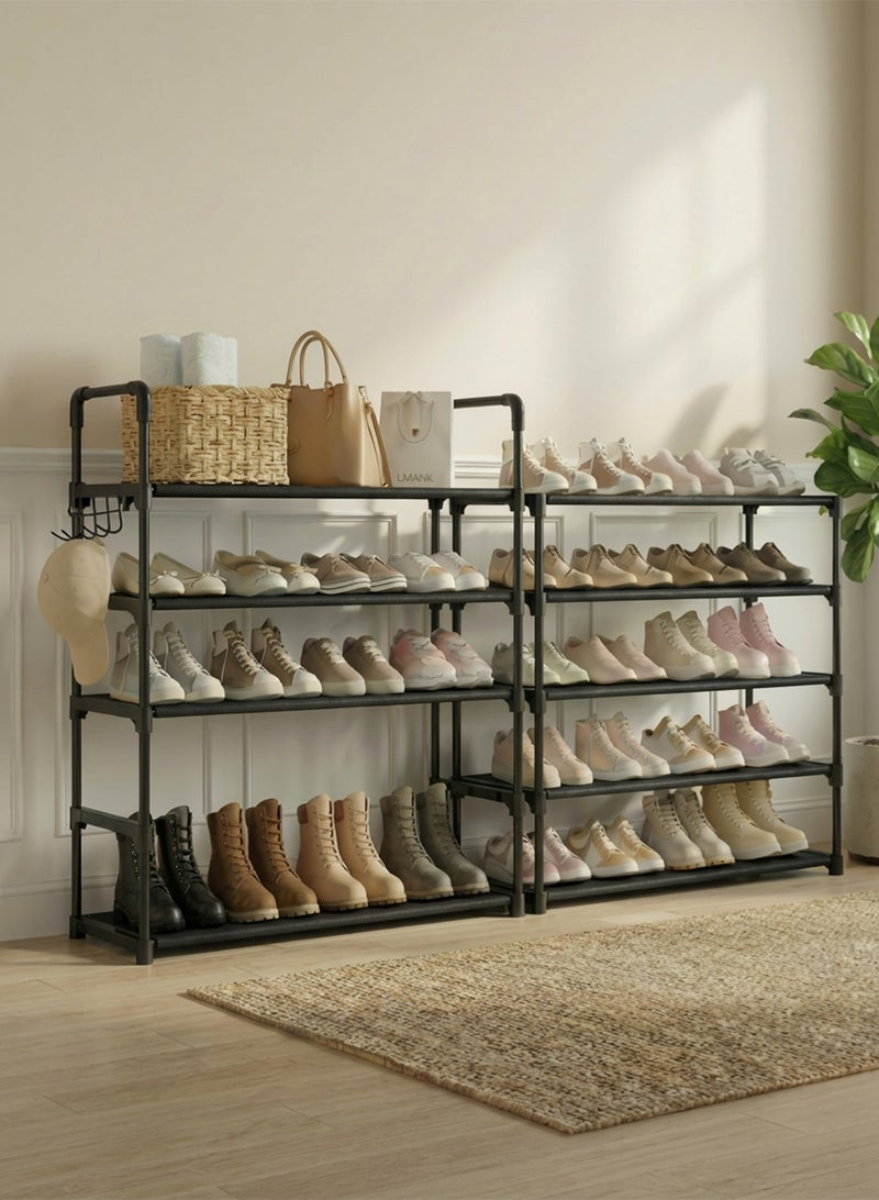 ZIMNEST Shoe Rack for Closet - 10-Tier Shoe Organizer with Hook Rack, Large-Capacity & Space-Saving Shoe Shelf for Entryway, Bedroom, Living Room,32.2" x 11.8" x 68.5", Black - Image 5