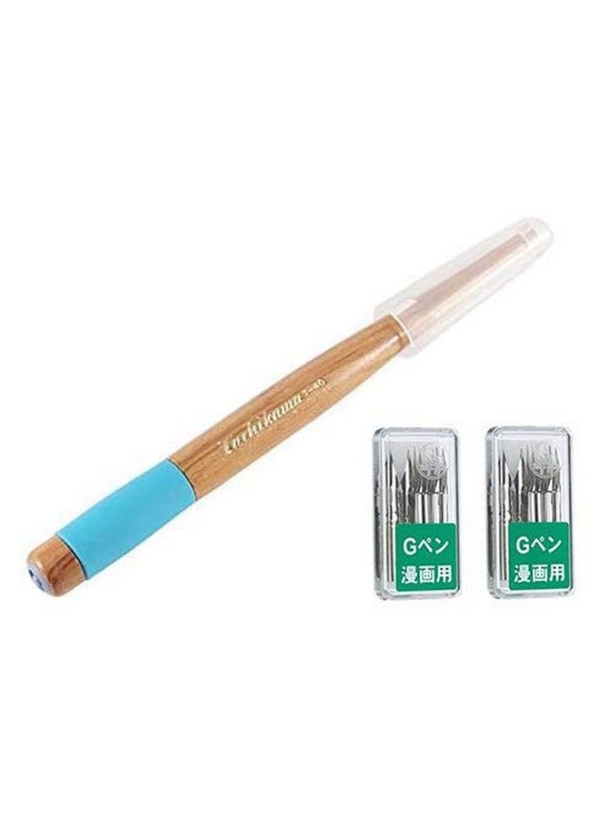 Tachikawa Comic Pen Nib Holder(T40) + Zebra Comic G Model Chrome Pen 10 Nibs(Pg6Cck) X2 Set - Image 1