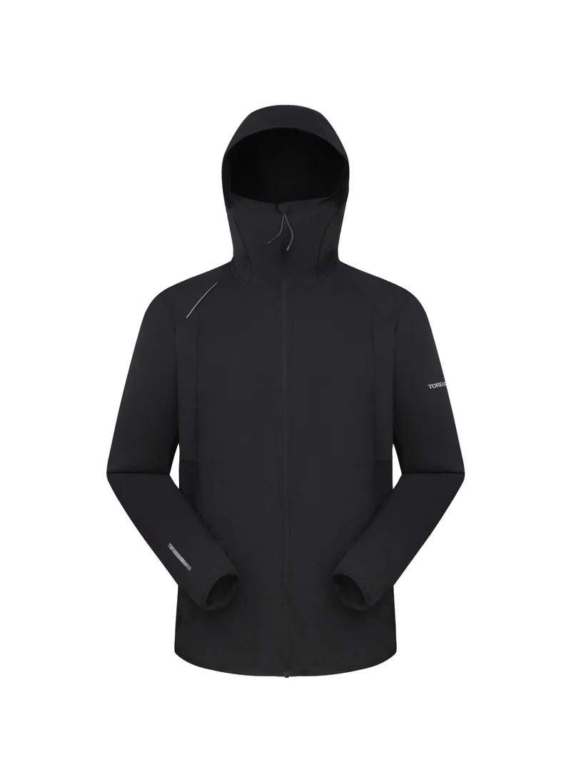 TOREAD Men's UPF50+ Breathable Knitted Sun Protection Jacket - Stretchable Mesh Design with Thumb Holes & Wide Brim Hood