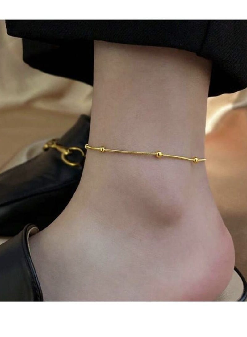 YUCCA Anklet chain European and American style basic style stainless steel round snake, suitable for women's daily wear one piece - Image 2