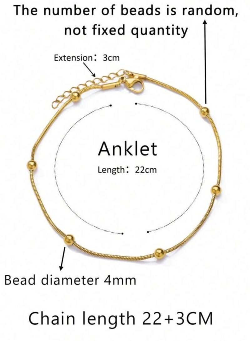YUCCA Anklet chain European and American style basic style stainless steel round snake, suitable for women's daily wear one piece - Image 3
