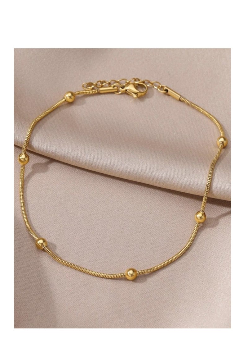 YUCCA Anklet chain European and American style basic style stainless steel round snake, suitable for women's daily wear one piece - Image 4