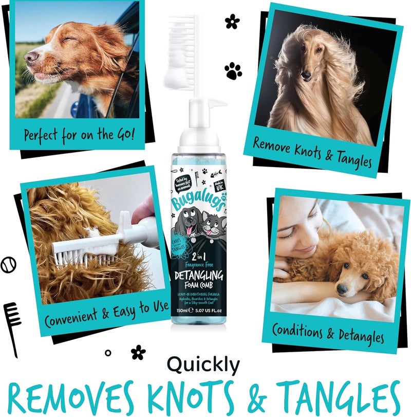 Bugalugs 2in1 Fragrance Free Detangling Foam Comb for Dogs - 150ML - Image 4
