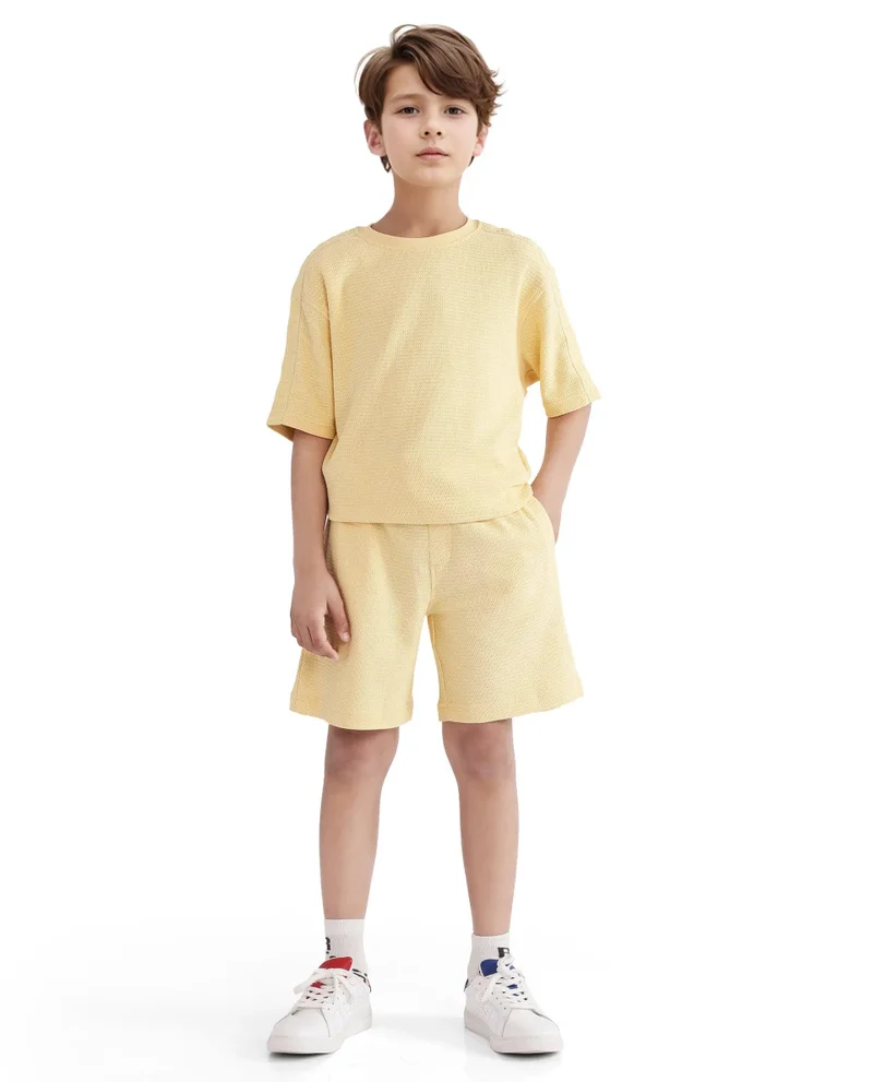 Rare Ones Rare Ones Kids Cole Pastel Yellow Cotton Solid Shorts