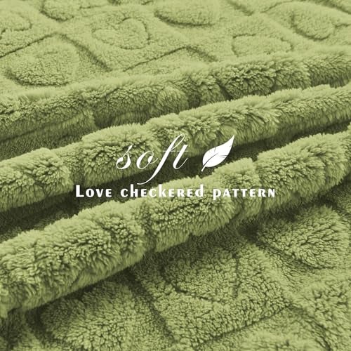 GIOKARNNA Heart Checkered Throw Blankets, for Love Mother Friends Pets,280 GSM Super Soft Warm Lightweight Fluffy Bed Blanket for Women Anniversaries(Sage Green,50"x60") - Image 5
