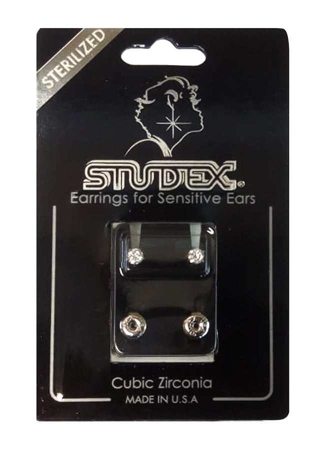 ستوديكس حلق الأذن 3 ملم مكعب زركونيا من الفولاذ المقاوم للصدأ لا يسبب الحاسية - Image 5