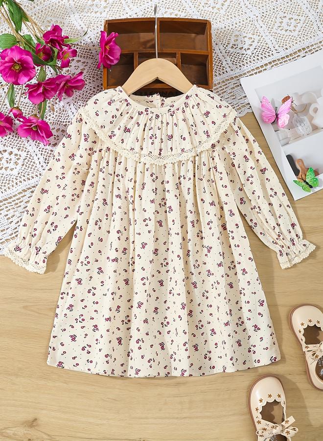 تايك تو فستان قطني بطبعة زهور للبنات - Image 1