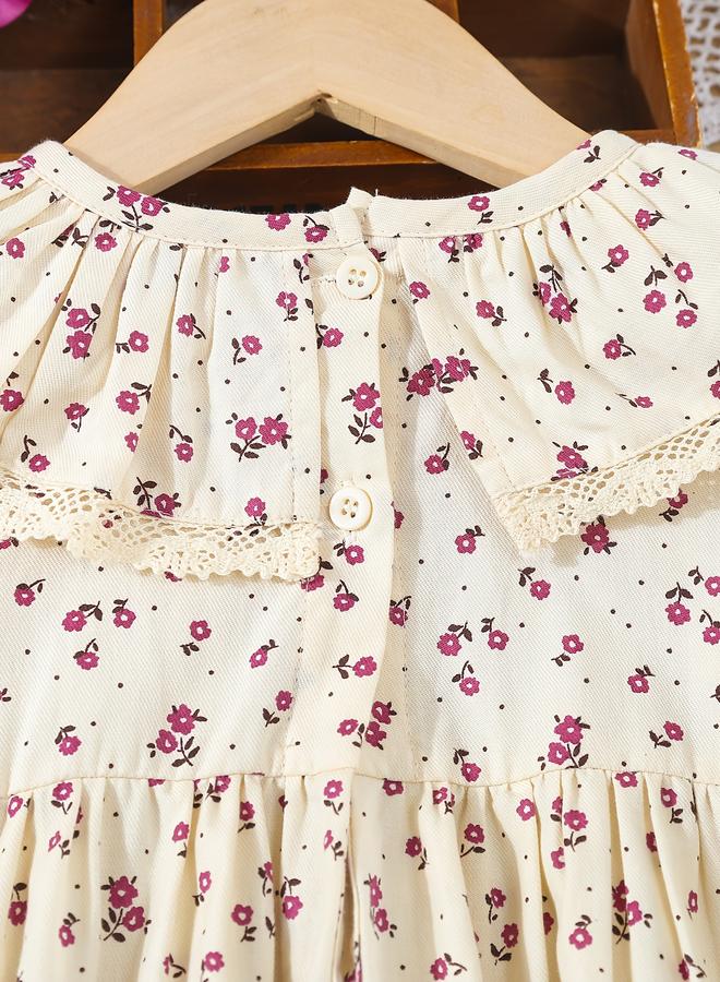 تايك تو فستان قطني بطبعة زهور للبنات - Image 4