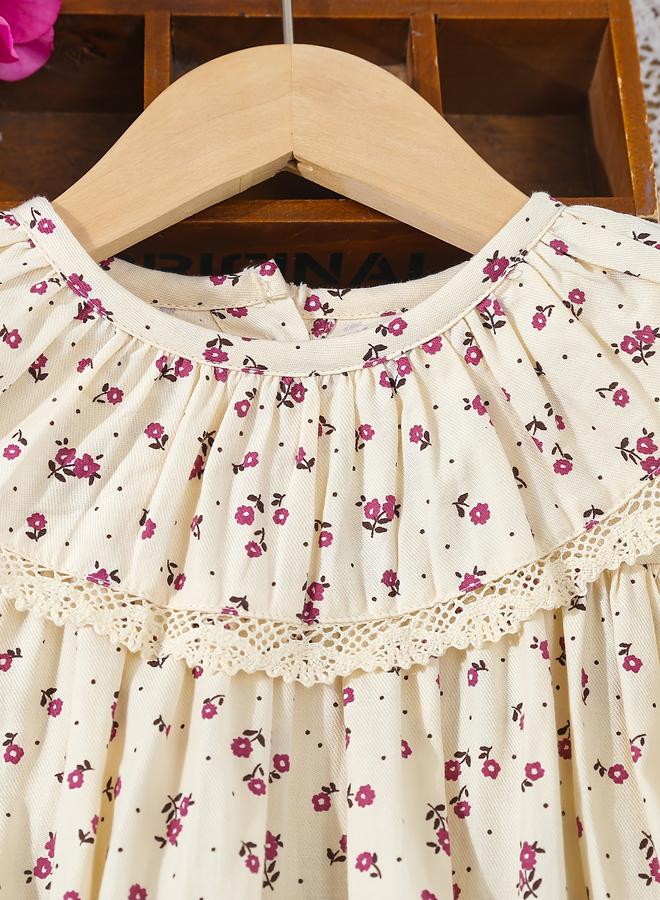 تايك تو فستان قطني بطبعة زهور للبنات - Image 3