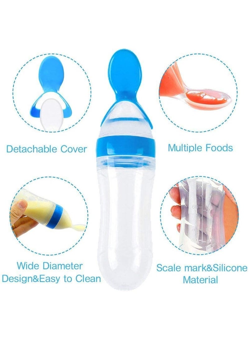 Bebiland 11Pcs Baby Food Feeder, 2 Silicone Baby Toothbrushes, 2 Pack Baby Fruit Feeder Pacifier Fresh Food Feeder with 6 Sizes Silicone Pouches, 1 Baby Feeding Spoons for Toddlers Infant, Blue  - Image 2