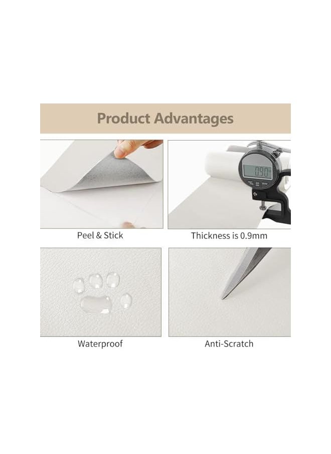 PROMASS - promass 19.7 x 53.9 Inch Strong Self Adhesive Leather Repair Patch, Cuttable Self Adhesive Tape Leather Patch Sofa Repair, Waterproof Leather Repair Kit for Furniture Car Seat Chairs Bags (White) - Image 1