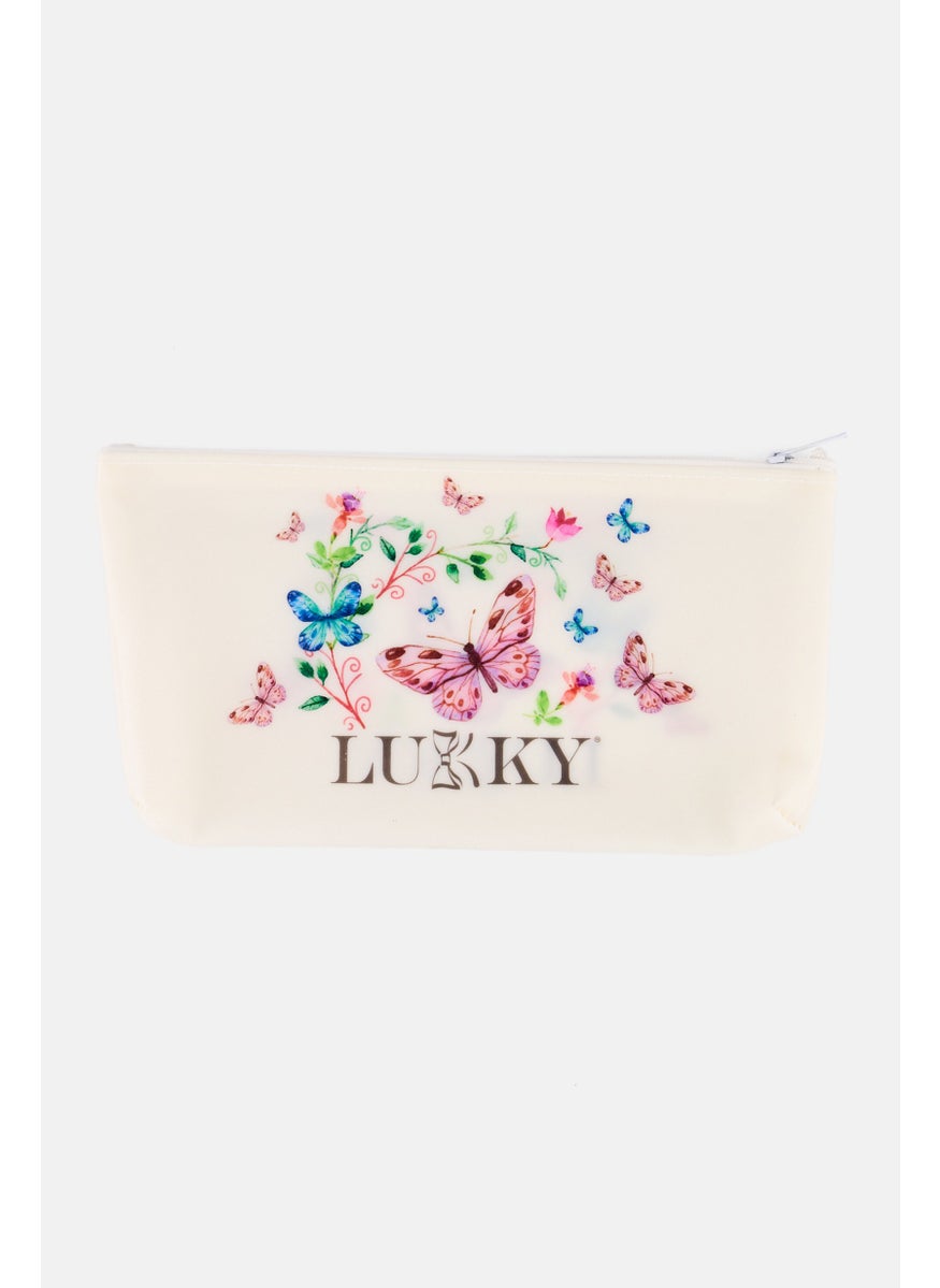LUKKY Kids Girl Graphic Print Silicon  Coin Pouch, Beige  - Image 2