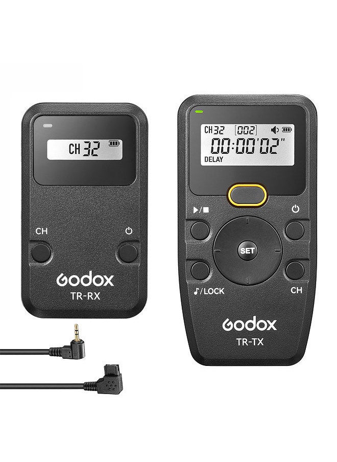 Godox TR Series 2.4G Wireless Timer Remote Control Camera Shutter Remote(Tramsmitter & Receiver) 6 Timer Settings 32 Channels 100M Control Distance