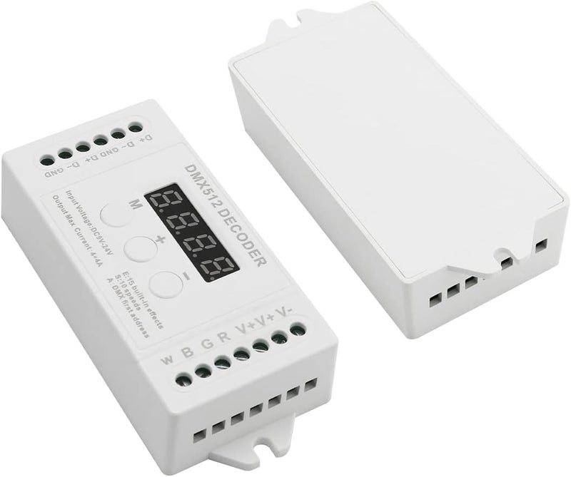 AKEPO Mini 4CH DMX Digital Display Decoder, DMX512 Controller for RGBW LED Lights DC9-24V 4A/CH with 15 Built-in Effects (Mini 4 Channel with Display) - Image 1