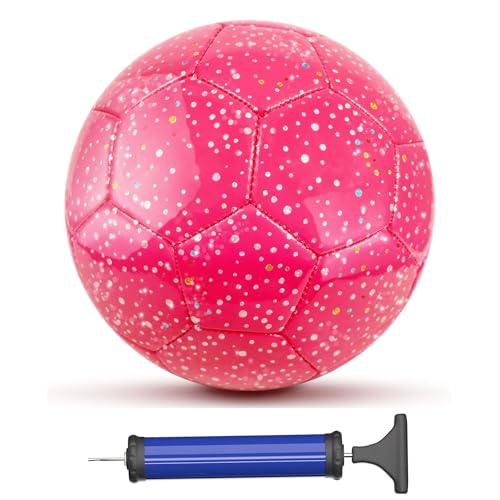 AceVernine Soccer Balls Size 3, Sparkle Soccer Ball for Girls Kids 3-8 4-6 6-8 Glitter Outdoors Sports Recreation Playing Ball for Birthday Easter Soccer Gifts (Pink, Size 3) - Image 1