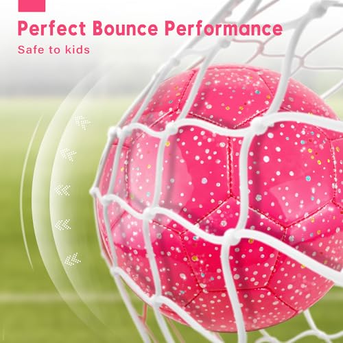 AceVernine Soccer Balls Size 3, Sparkle Soccer Ball for Girls Kids 3-8 4-6 6-8 Glitter Outdoors Sports Recreation Playing Ball for Birthday Easter Soccer Gifts (Pink, Size 3) - Image 5