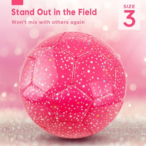 AceVernine Soccer Balls Size 3, Sparkle Soccer Ball for Girls Kids 3-8 4-6 6-8 Glitter Outdoors Sports Recreation Playing Ball for Birthday Easter Soccer Gifts (Pink, Size 3) - Image 4