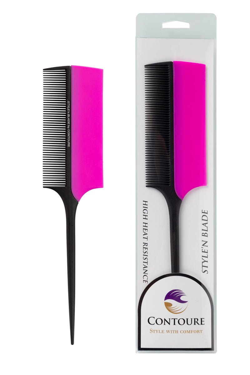 CONTOURE STYLE’nBLADE Professional Hair Styling Comb with Silicone Heat Shield Guard Protection/High Heat Resistance/Reduce Scalp Head Finger Burns from Curling Irons and Hot Hair Appliances - Image 1