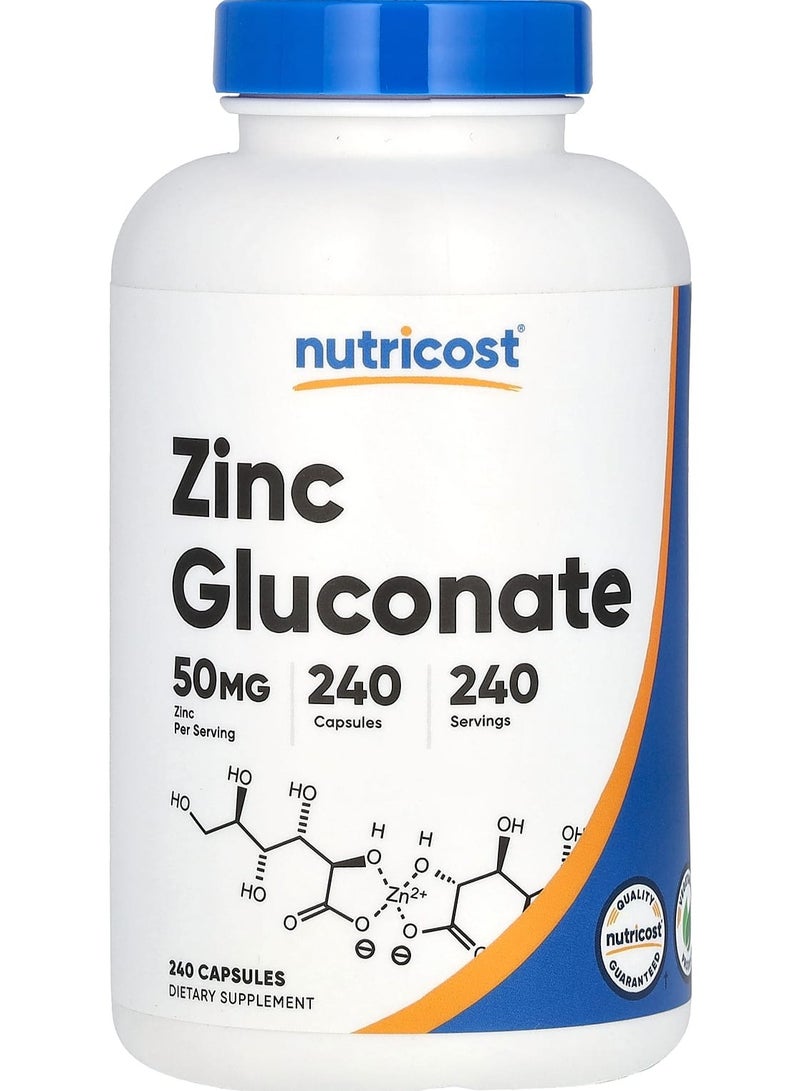 Nutricost Zinc Gluconate, 50 mg, 240 Capsules