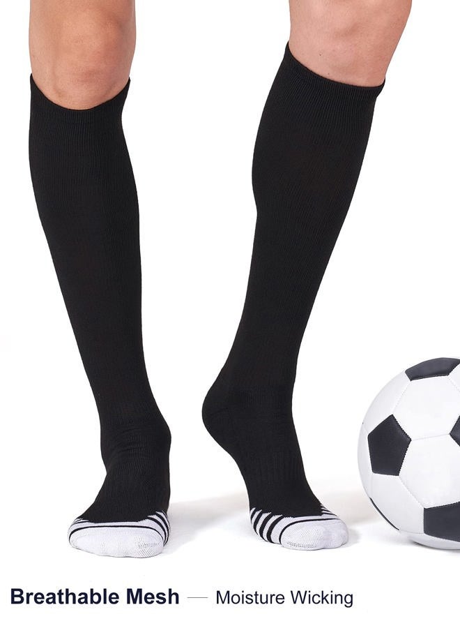 FITRELL 3 Pack Baseball Soccer Softball Socks for Kids Youth Men & Women Over-the-Calf Knee High Socks, Black, Small - Image 2