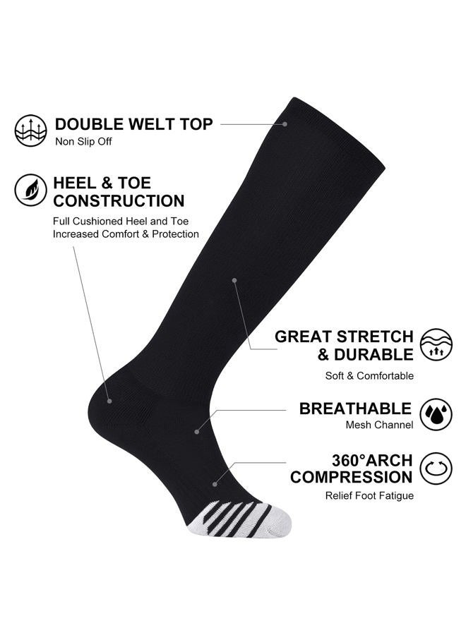 FITRELL 3 Pack Baseball Soccer Softball Socks for Kids Youth Men & Women Over-the-Calf Knee High Socks, Black, Small - Image 4