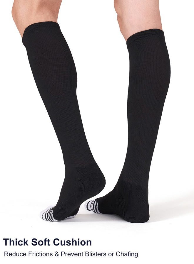 FITRELL 3 Pack Baseball Soccer Softball Socks for Kids Youth Men & Women Over-the-Calf Knee High Socks, Black, Small - Image 5