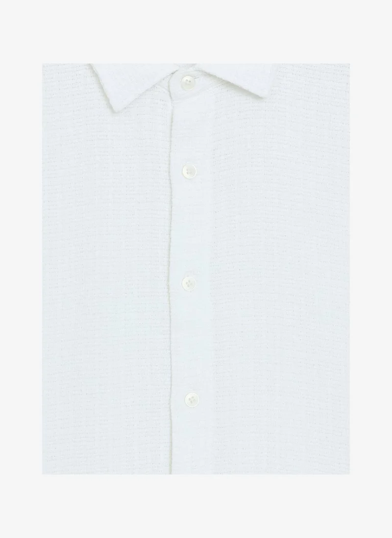 French Connection  Men's White Ss Open Weave Shirt for Men | Best Price UAE